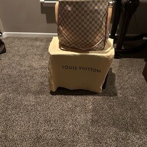 Louis Vuitton Checkered Tote - Beige and White
